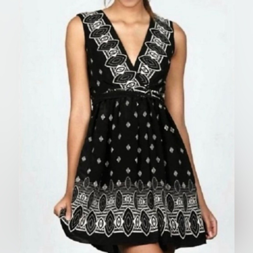 Anna Sui Black and White Geometric Mini Dress